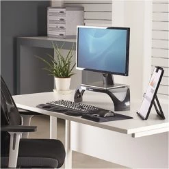 Outlet 😉 Monitor Mounts & Stands Fellowes Smart Suites Corner Monitor Riser, Up To 32", Black (8020101) 🎁 -Desk Riser Store unnamed file 1207