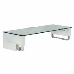 Best Pirce 😀 Monitor Mounts & Stands Mount-It! Tempered Glass Height Adjustable Monitor Riser With 3 USB Ports, Up To 32", (MI-7265) ⌛