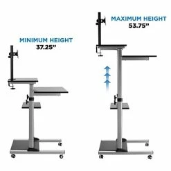 Outlet 💯 Sit & Stand Desks Mount-It! Rolling Sit-Stand Computer Workstation With Monitor Mount, Silver (MI-7942) ⭐ -Desk Riser Store unnamed file 1269
