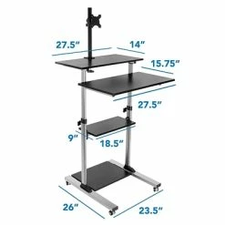 Outlet 💯 Sit & Stand Desks Mount-It! Rolling Sit-Stand Computer Workstation With Monitor Mount, Silver (MI-7942) ⭐ -Desk Riser Store unnamed file 1270