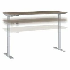 Cheapest 😍 Sit & Stand Desks Bush Business Furniture Move 40 Series 28"-48" Adjustable Standing Desk, Modern Hickory/Cool Gray Metallic (M4S7230MHSK) ❤️