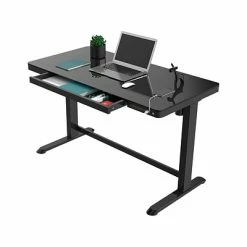 Discount ๐ Sit & Stand Desks FlexiSpot 28"-48" Glass Adjustable Desk, Black (EG8B-1) ๐