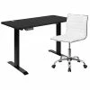 Flash Sale 🔥 Sit & Stand Desks Flash Furniture Electric 27"H - 44"H Adjustable Standing Desk With Armless White Task Office Chair, Black (BLN2046512BBKWH) 🎁 -Desk Riser Store unnamed file 1550
