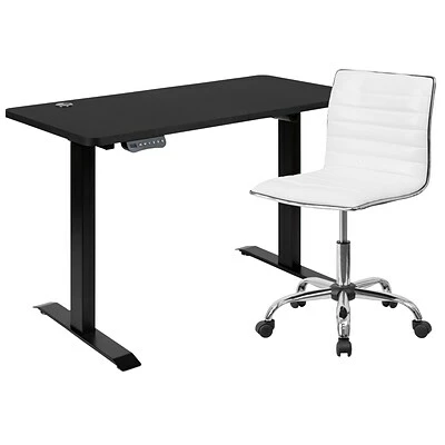 Flash Sale ๐ฅ Sit & Stand Desks Flash Furniture Electric 27"H - 44"H Adjustable Standing Desk With Armless White Task Office Chair, Black (BLN2046512BBKWH) ๐ 3 Flash Sale ๐ฅ Sit & Stand Desks Flash Furniture Electric 27"H - 44"H Adjustable Standing Desk With Armless White Task Office Chair, Black (BLN2046512BBKWH) ๐