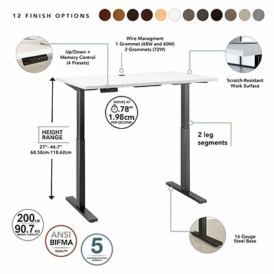 Wholesale 🤩 Sit & Stand Desks Bush Business Furniture Move 60 Series 27''-47'' Adjustable Standing Desk, White (M6S4824WHBK) ❤️ 5 Wholesale 🤩 Sit & Stand Desks Bush Business Furniture Move 60 Series 27''-47'' Adjustable Standing Desk, White (M6S4824WHBK) ❤️ - Image 3