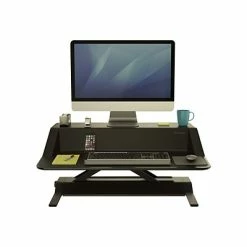 New ❤️ Sit & Stand Desks Fellowes Lotus Sit-Workstation 6"H Adjustable Metal Stand, Black (0007901) 👏