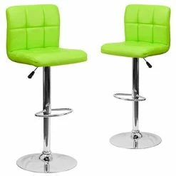 Best deal 😀 Height-Adjustable Tables Flash Furniture Contemporary Vinyl Adjustable Height Barstool With Back, Green, 2-Pieces (2DS810MODGRNGG) ✔️