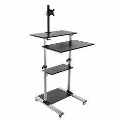 Best Pirce 👍 Sit & Stand Desks Mount-It! 37" - 54" Height Adjustable Stand-Up Mobile Presentation Cart, Black (MI-7942-BLK) 😍