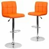 Best Sale 🧨 Height-Adjustable Tables Flash Furniture Contemporary Vinyl Adjustable Height Barstool With Back, Orange, 2-Pieces (2DS810MODORGGG) 🎉