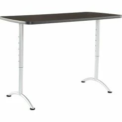 Cheapest 🥰 Standing Desks Iceberg Arc Adjustable Height Rectangular Conference Table, Gray Walnut/Silver Legs, 30"-42"H X 60"W X 30"D 🌟