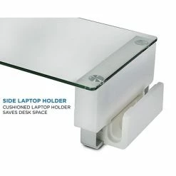 Outlet 🌟 Monitor Mounts & Stands Mount-It! Glass Computer Monitor Stand With Brushed Aluminum Legs, 66 Lbs. Capacity (MI-7264) ❤️ -Desk Riser Store unnamed file 1752