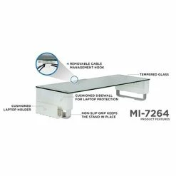 Outlet 🌟 Monitor Mounts & Stands Mount-It! Glass Computer Monitor Stand With Brushed Aluminum Legs, 66 Lbs. Capacity (MI-7264) ❤️ -Desk Riser Store unnamed file 1754