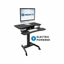 New 🎁 Sit & Stand Desks Mount-It! Metal Mobile Presentation Cart With Lockable Wheels, Black (MI-7982) 😍 -Desk Riser Store unnamed file 1759