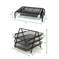 Outlet 🥰 Monitor Mounts & Stands Mind Reader Metal Mesh Monitor Stand With Drawer Organizer, 3 Tier Mesh Paper Tray Organizer, 2 Piece Set, Black (MESHMON3P-BLK) 🤩 -Desk Riser Store unnamed file 1796