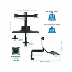 Buy 😀 Monitor Mounts & Stands Mount-It! Adjustable Dual-Monitor Mount, Up To 27", Black (MI-7984) 🤩 -Desk Riser Store unnamed file 1847