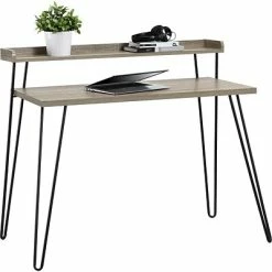 Promo ๐ Office Desks Ameriwood Home Haven Retro 45"W Desk With Riser, Distressed Gray Oak (9881096COM) ๐