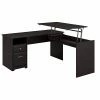 Outlet 😍 Sit & Stand Desks Bush Furniture Cabot 36"-42"H 3 Position L Shaped Sit To Stand Desk, Espresso Oak (CAB043EPO) 😉