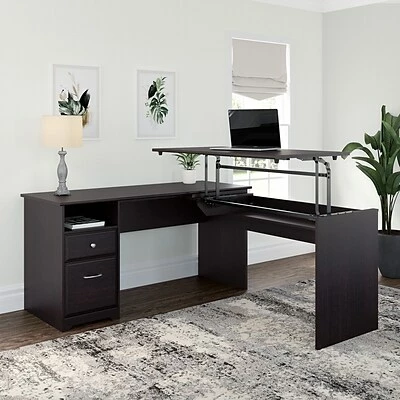 Outlet ๐ Sit & Stand Desks Bush Furniture Cabot 36"-42"H 3 Position L Shaped Sit To Stand Desk, Espresso Oak (CAB043EPO) ๐ 4 Outlet ๐ Sit & Stand Desks Bush Furniture Cabot 36"-42"H 3 Position L Shaped Sit To Stand Desk, Espresso Oak (CAB043EPO) ๐ - Image 2