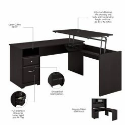 Outlet ๐ Sit & Stand Desks Bush Furniture Cabot 36"-42"H 3 Position L Shaped Sit To Stand Desk, Espresso Oak (CAB043EPO) ๐ 10 Outlet ๐ Sit & Stand Desks Bush Furniture Cabot 36"-42"H 3 Position L Shaped Sit To Stand Desk, Espresso Oak (CAB043EPO) ๐ -Desk Riser Store unnamed file 1978