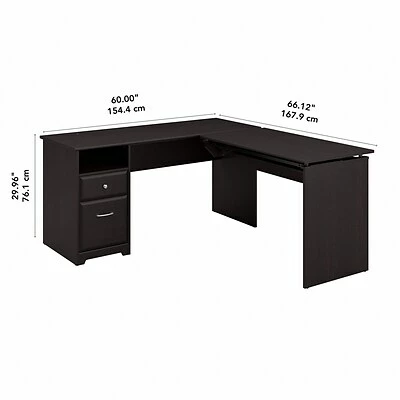 Outlet ๐ Sit & Stand Desks Bush Furniture Cabot 36"-42"H 3 Position L Shaped Sit To Stand Desk, Espresso Oak (CAB043EPO) ๐ 6 Outlet ๐ Sit & Stand Desks Bush Furniture Cabot 36"-42"H 3 Position L Shaped Sit To Stand Desk, Espresso Oak (CAB043EPO) ๐ - Image 4