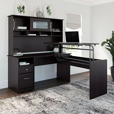 Coupon ๐ Sit & Stand Desks Bush Furniture Cabot 36"-42"H 3 Position L Shaped Sit To Stand Desk With Hutch, Espresso Oak (CAB045EPO) ๐ 4 Coupon ๐ Sit & Stand Desks Bush Furniture Cabot 36"-42"H 3 Position L Shaped Sit To Stand Desk With Hutch, Espresso Oak (CAB045EPO) ๐ - Image 2