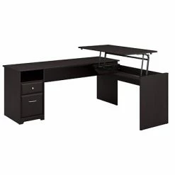 Discount 🤩 Sit & Stand Desks Bush Furniture Cabot 36"-42"H 3 Position L Shaped Sit To Stand Desk, Espresso Oak (CAB050EPO) ✔️