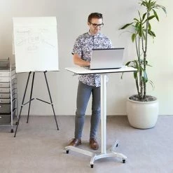 Coupon 🎉 Seville Classics Sit & Stand Desks AIRLIFT XL Pneumatic Sit-Stand Mobile Desk Cart, Height-Adjustable From 27.1 To 41.9, White ⌛ -Desk Riser Store unnamed file 2060