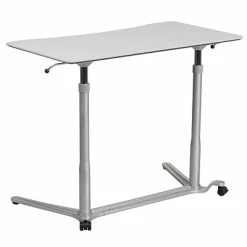 Top 10 🛒 Height-Adjustable Tables Flash Furniture 37''W Sit-Down-Stand-Up Computer Desk, Light Gray (NANIP61) 💯