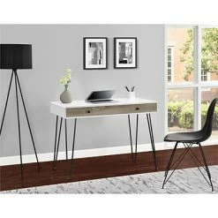 Budget 🔥 Office Desks Altra Haven Retro Desk With Riser, Espresso/Gunmetal Gray (9881196) ⌛