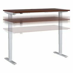 Hot Sale ⭐ Height-Adjustable Tables Bush Business Furniture Move 40 Series 28''-48'' Adjustable Standing Desk, Hansen Cherry/Cool Gray Metallic (M4S6030HCSK) ❤️