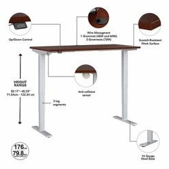 Hot Sale ⭐ Height-Adjustable Tables Bush Business Furniture Move 40 Series 28''-48'' Adjustable Standing Desk, Hansen Cherry/Cool Gray Metallic (M4S6030HCSK) ❤️ -Desk Riser Store unnamed file 2171