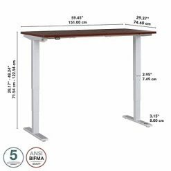 Hot Sale ⭐ Height-Adjustable Tables Bush Business Furniture Move 40 Series 28''-48'' Adjustable Standing Desk, Hansen Cherry/Cool Gray Metallic (M4S6030HCSK) ❤️ -Desk Riser Store unnamed file 2173
