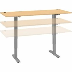 New ❤️ Height-Adjustable Tables Bush Business Furniture Move 40 Series 28''-48'' Adjustable Standing Desk, Natural Maple/Cool Gray Metallic (M4S7230ACSK) 🔥