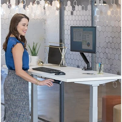 Budget ✔️ Height-Adjustable Tables Fellowes Cambio 25"-50" Height Adjustable Standing Desk, White (9788202WHT) ⌛ 5 Budget ✔️ Height-Adjustable Tables Fellowes Cambio 25"-50" Height Adjustable Standing Desk, White (9788202WHT) ⌛ - Image 3