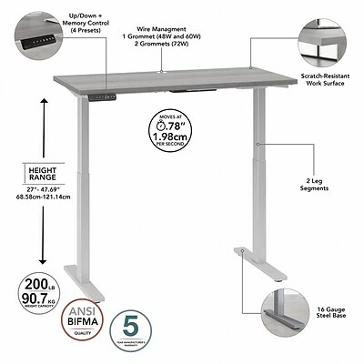 Deals 🤩 Sit & Stand Desks Bush Business Furniture Move 60 27"-48" Adjustable Standing Desk, Platinum Gray/Cool Gray Metallic (M6S4824PGSK) ✔️ 5 Deals 🤩 Sit & Stand Desks Bush Business Furniture Move 60 27"-48" Adjustable Standing Desk, Platinum Gray/Cool Gray Metallic (M6S4824PGSK) ✔️ - Image 3