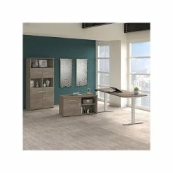 Budget ✔️ Sit & Stand Desks Bush Business Furniture Office 500 27"-47" Adjustable Desk With Storage And Bookcase, Modern Hickory (OF5006MHSU) ✔️ -Desk Riser Store unnamed file 2288