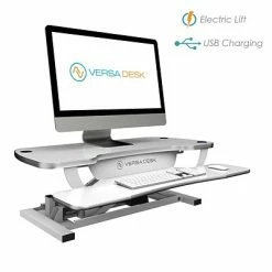 Buy 🥰 Versa Products Sit & Stand Desks VersaDesk PowerPro 48"W Electric Sit To Stand Desktop Converter With Keyboard Tray & USB Port, White (SP7644824-00-05) ⌛
