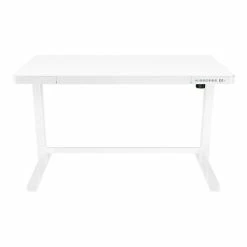 Top 10 💯 Sit & Stand Desks Poppin The-Work-Happy-From-Home 28"-48" Glass Adjustable Height Desk, White (108005) 🔔