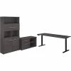 Best Sale ✨ Sit & Stand Desks Bush Business Furniture Office 500 27"-47" Adjustable Desk With Storage And Bookcase, Storm Gray (OF5006SGSU) 🎉