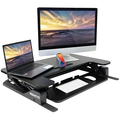 Hot Sale ๐ Sit & Stand Desks Mount-It! 36"W Standing Desk Converter, Plastic/Steel (MI-7926) ๐ 4 Hot Sale ๐ Sit & Stand Desks Mount-It! 36"W Standing Desk Converter, Plastic/Steel (MI-7926) ๐ - Image 2