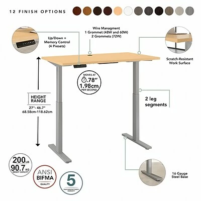 Cheap ๐ Sit & Stand Desks Bush Business Furniture Move 60 Series 27''-47'' Adjustable Standing Desk, Natural Maple (M6S6030ACSK) โจ 5 Cheap ๐ Sit & Stand Desks Bush Business Furniture Move 60 Series 27''-47'' Adjustable Standing Desk, Natural Maple (M6S6030ACSK) โจ - Image 3