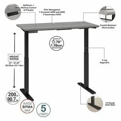 Discount 🎁 Sit & Stand Desks Bush Business Furniture Move 60 Series 27"-48" Adjustable Standing Desk, Platinum Gray/Black Powder 🧥 Coat (M6S4824PGBK) 😍 -Desk Riser Store unnamed file 2537