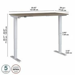 Promo 🔔 Sit & Stand Desks Bush Business Furniture Move 40 Series 28"-48" Adjustable Standing Desk, Modern Hickory/Cool Gray Metallic (M4S6030MHSK) 👍 -Desk Riser Store unnamed file 2557