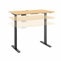 Outlet ⭐ Sit & Stand Desks Bush Business Furniture Move 60 Series 27''-47'' Adjustable Standing Desk, Natural Maple (M6S4830ACBK) 😀
