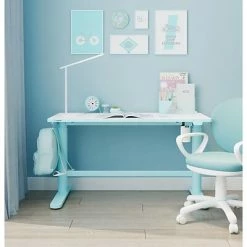 Deals 😉 Office Desks Hanover 22"- 35" Stand Or Sit Adjustable Electric Desk For Children For School And Crafts, Electric Blue, HCR001DSK-BLU 👍 -Desk Riser Store unnamed file 2618