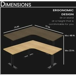 Best reviews of 🔥 Office Desks Hanover 23"- 48" Adjustable Sit Or Stand Electric L-Shaped Desk With Triple Motor System, Natural And Black, HSD0452-NAT1 🥰 -Desk Riser Store unnamed file 2675