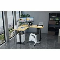Best reviews of 🔥 Office Desks Hanover 23"- 48" Adjustable Sit Or Stand Electric L-Shaped Desk With Triple Motor System, Natural And Black, HSD0452-NAT1 🥰 -Desk Riser Store unnamed file 2677