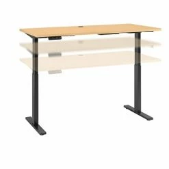 Discount 🎁 Sit & Stand Desks Bush Business Furniture Move 60 Series 27''-47'' Adjustable Standing Desk, Natural Maple (M6S6030ACBK) ❤️