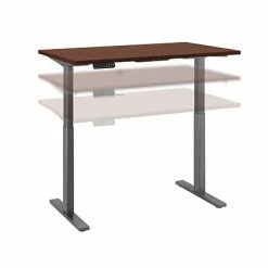 Promo 🎁 Sit & Stand Desks Bush Business Furniture Move 60 Series 27''-47'' Adjustable Standing Desk, Harvest Cherry (M6S4830CSBK) ❤️