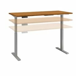 Hot Sale ⌛ Sit & Stand Desks Bush Business Furniture Move 60 Series 60"W Height Adjustable Standing Desk, Natural Cherry (M6S6024NCSK) 🤩